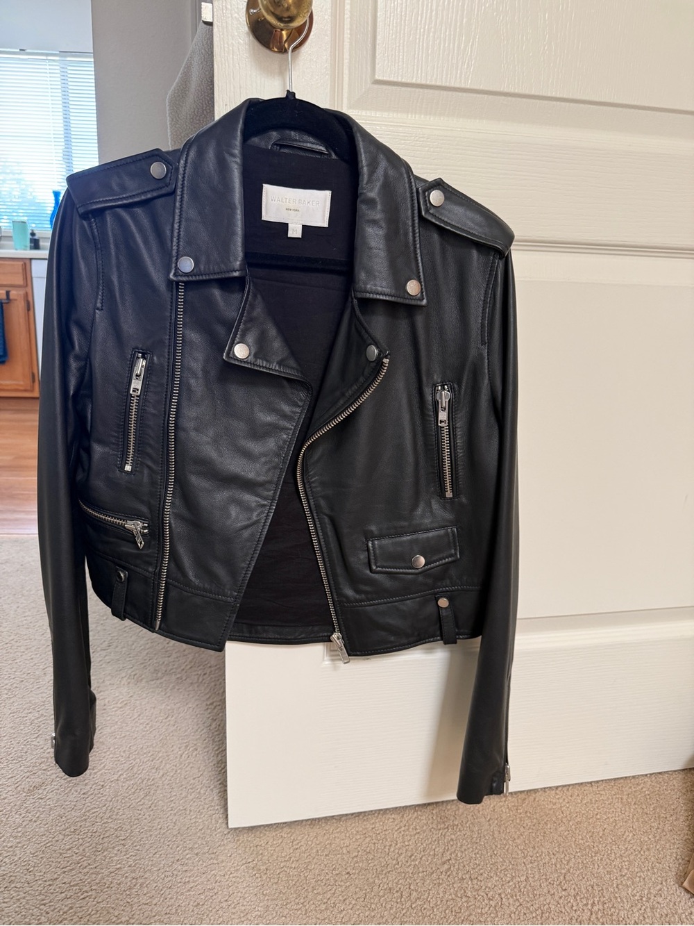 Walter Baker Leather Moto Jacket — Black